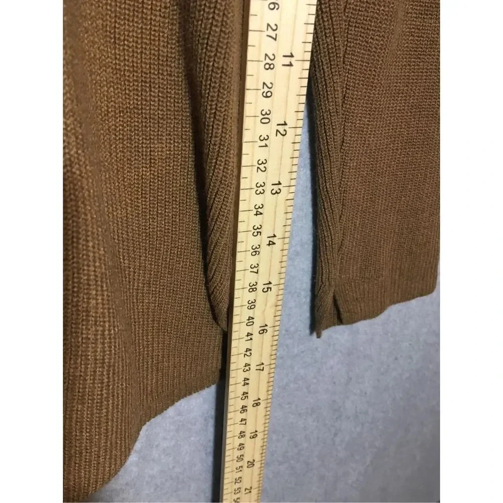 Womens J Jill V Neck Long Sleeve Shirt Sweater Brown Casual Closet Staple